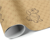 Dachshund Dekoratives Linienkunstmuster Geschenkpapier (Rolleneckpunkt)