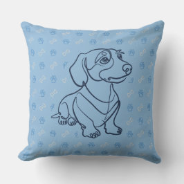 Dachshund Dekoratives Linienkunstmuster Kissen