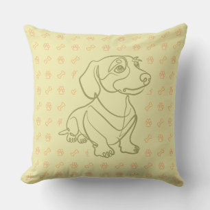 Dachshund Dekoratives Linienkunstmuster Kissen