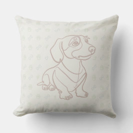 Dachshund Dekoratives Linienkunstmuster Kissen