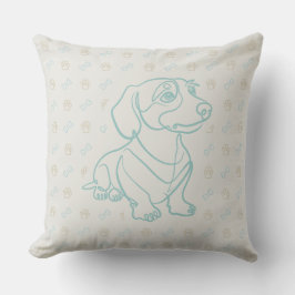Dachshund Dekoratives Linienkunstmuster Kissen