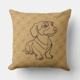 Dachshund Dekoratives Linienkunstmuster Kissen