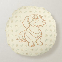 Dachshund Dekoratives Linienkunstmuster Rundes Kissen