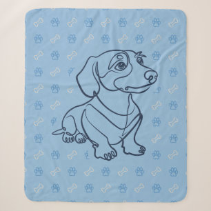 Dachshund Dekoratives Linienkunstmuster Sherpadecke