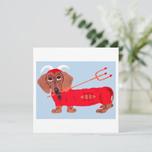 Dachshund Devil Feiertagskarte (Stehend Vorderseite)