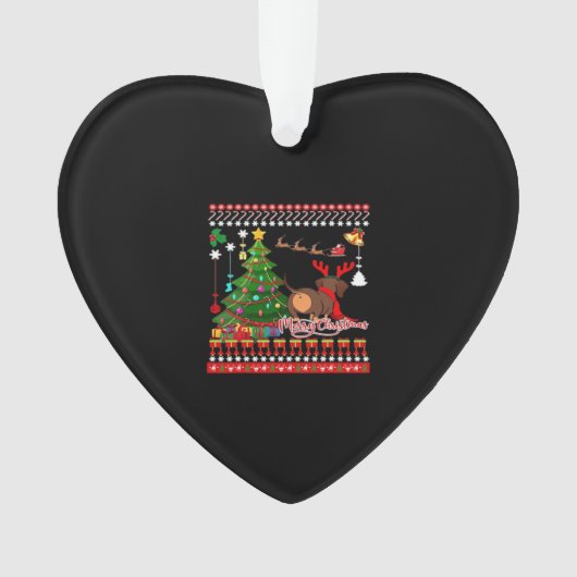 Dachshund Dog Butt Christmas Ugly Classic T-Shirt Ornament (Vorderseite)