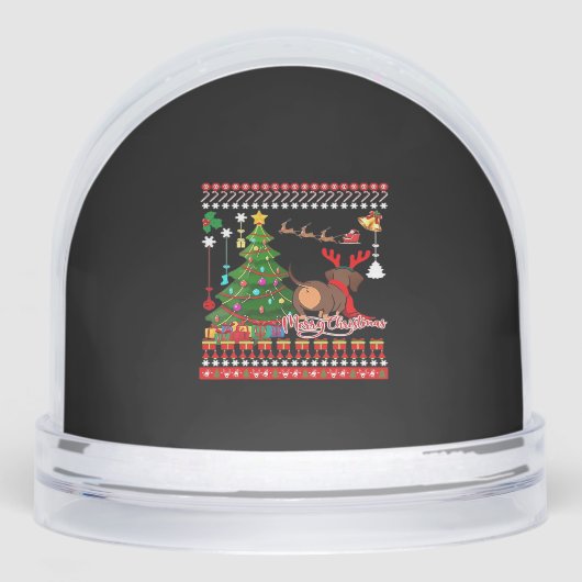 Dachshund Dog Butt Christmas Ugly Classic T-Shirt Schneekugeln (Vorderseite)