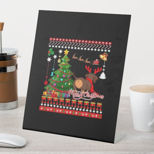 Dachshund Dog Butt Christmas Ugly Classic T-Shirt Sockelschild (In Situ)