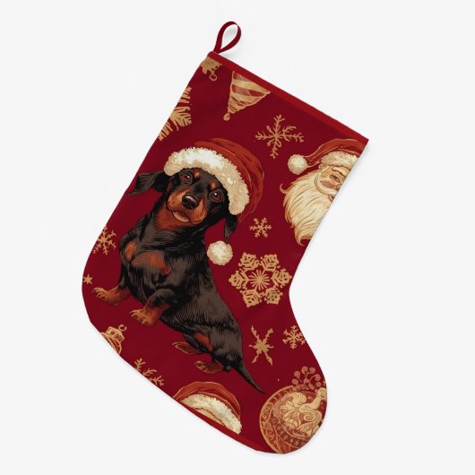 Dachshund dog christmas großer weihnachtsstrumpf (Vorderansicht (hängend))