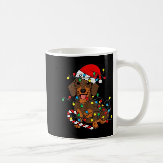 Dachshund Dog Christmas Lights Santa Xmas Pet Dog Kaffeetasse (Rechts)