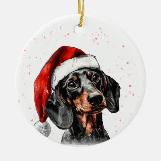 Dachshund Dog Christmas Personalized Keramik Ornament (Vorne)