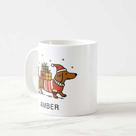 Dachshund Dog Christmas Sweater Pet Lover Kaffeetasse (Vorderseite Links)