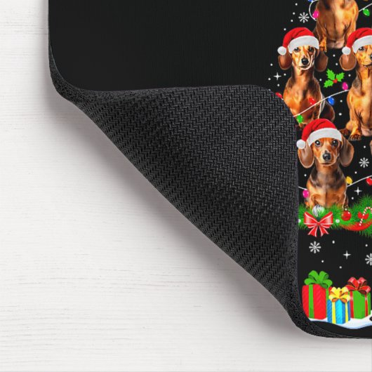 Dachshund Dog Christmas Tree Lights Funny Xmas Dog Mousepad (Ecke)