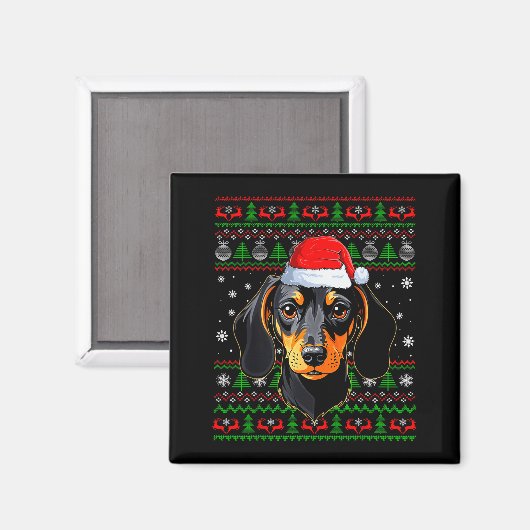 Dachshund Dog Christmas Ugly Sweater Santa Adults  Magnet (Vorderseite/Rückseite)