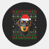 Dachshund Dog Christmas Ugly Sweater Santa Adults Runder Aufkleber (Vorderseite)