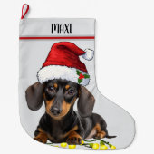 Dachshund Dog Custom Pet Großer Weihnachtsstrumpf (Vorderseite)