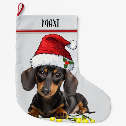 Dachshund Dog Custom Pet Großer Weihnachtsstrumpf (Vorderseite)
