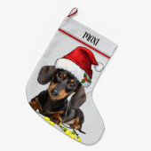 Dachshund Dog Custom Pet Großer Weihnachtsstrumpf (Vorderansicht (hängend))