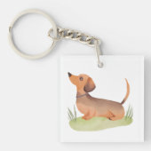 Dachshund Dog | Cute Dog Pet Watercolor Schlüsselanhänger (Vorderseite)