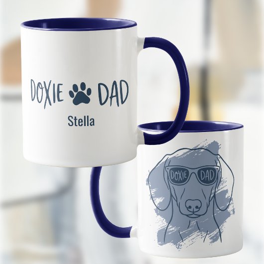 Dachshund Dog Dad Mug - Custom Name Ice Blue Tasse