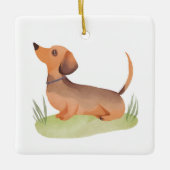 Dachshund Dog | Dog Pet Watercolor Keramikornament (Vorderseite)