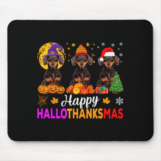 Dachshund Dog Halloween Christmas Hallothanksmas F Mousepad (Vorne)