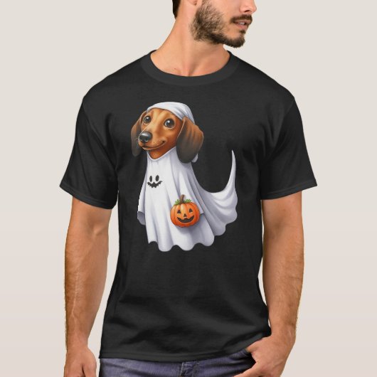 Dachshund Dog Halloween Costume Party Ghost Weiner T-Shirt (Vorderseite)