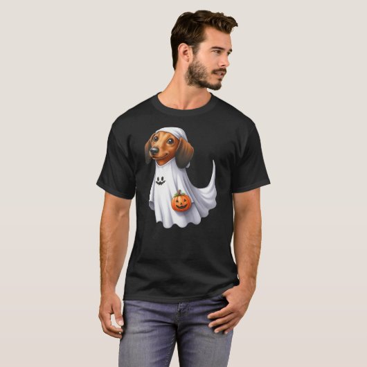 Dachshund Dog Halloween Costume Party Ghost Weiner T-Shirt (Vorne ganz)
