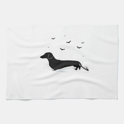 Dachshund Dog � Halloween Moon Silhouette Classic Geschirrtuch (Horizontal)