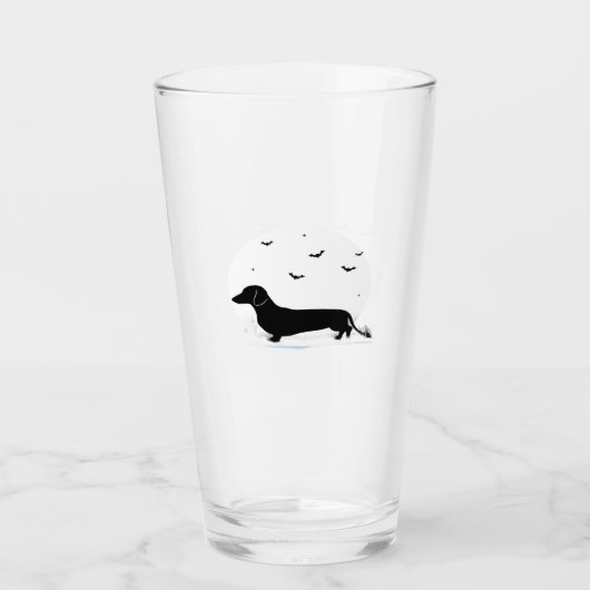 Dachshund Dog � Halloween Moon Silhouette Classic Glas (Vorderseite)