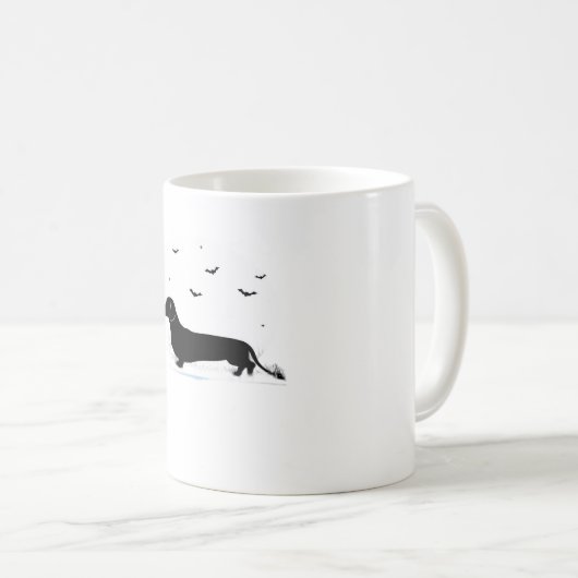 Dachshund Dog � Halloween Moon Silhouette Classic Kaffeetasse (VorderseiteRechts)