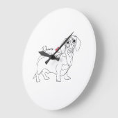 Dachshund Dog Line Art and Heart with Name Große Wanduhr (Winkel)