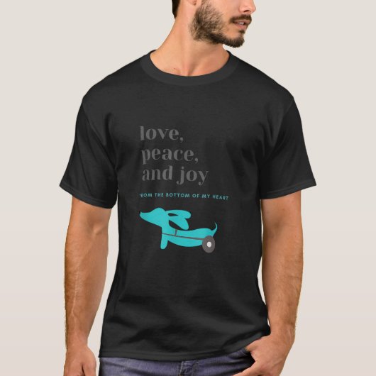 Dachshund Dog Mom Dad Christmas Love Peace and Joy T-Shirt (Vorderseite)
