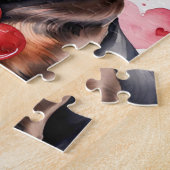 Dachshund Dog Pet Portrait Watercolor Valentine Puzzle (Seite)