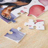 Dachshund Dog Pet Portrait Watercolor Valentine Puzzle (Seite)