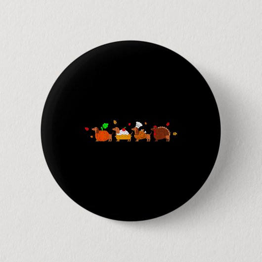 Dachshund Dog Pumpkin E Turkey Thanksgiving Button (Vorderseite)