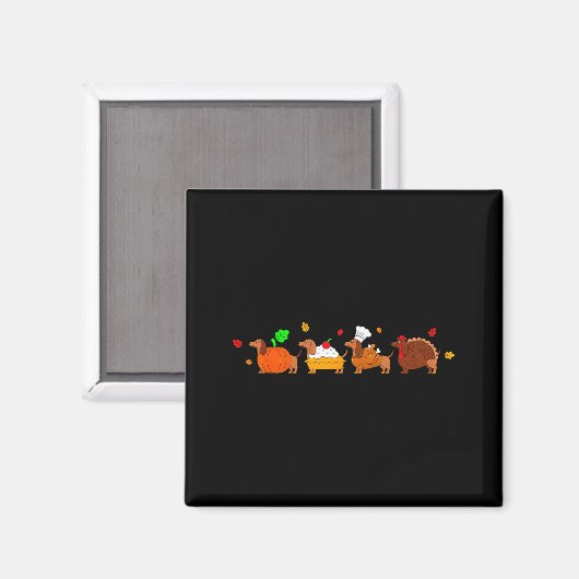 Dachshund Dog Pumpkin E Turkey Thanksgiving  Magnet (Vorderseite/Rückseite)
