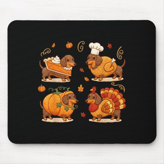 Dachshund Dog Pumpkin E Turkey Thanksgiving Men Wo Mousepad (Vorne)