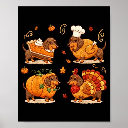 Dachshund Dog Pumpkin E Turkey Thanksgiving Men Wo Poster (Vorne)