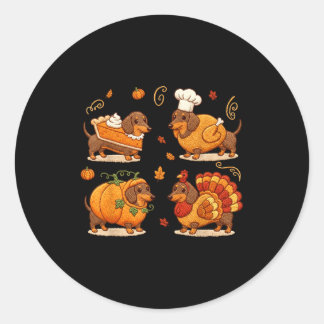 Dachshund Dog Pumpkin E Turkey Thanksgiving Men Wo Runder Aufkleber