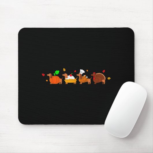 Dachshund Dog Pumpkin E Turkey Thanksgiving  Mousepad (Mit Mouse)