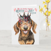 Dachshund Dog Queen for a Day Funny Birthday Karte (Gelbe Blume)