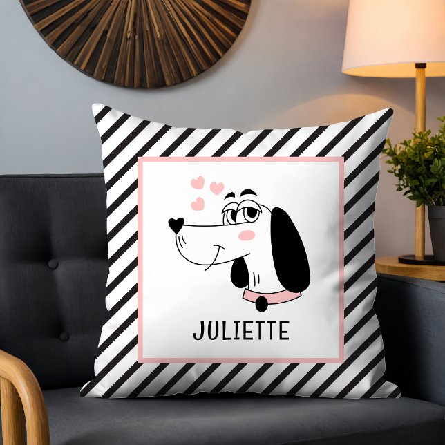 Dachshund Dog Romantic Pink Hearts Personalized Kissen (Von Creator hochgeladen)