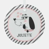 Dachshund Dog Romantic Pink Hearts Personalized Ornament Aus Glas (Vorderseite)