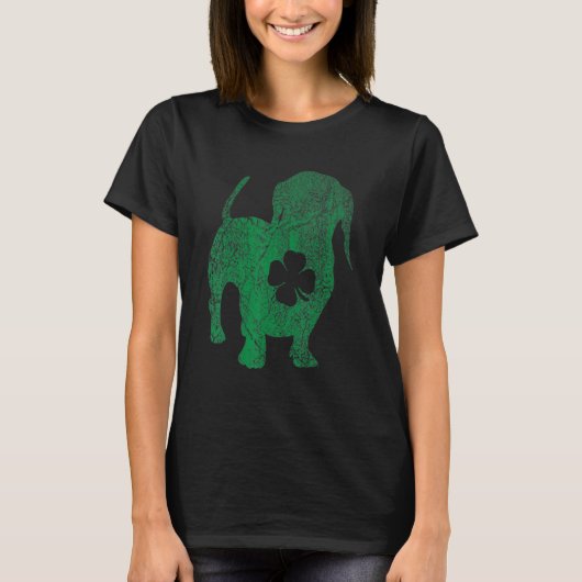 Dachshund Dog Shamrock St Patrick's Day Saint Padd T-Shirt (Vorderseite)