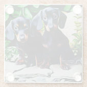Dachshund Dog Summer Garden Birthday Poster Glasuntersetzer (Rückseite)