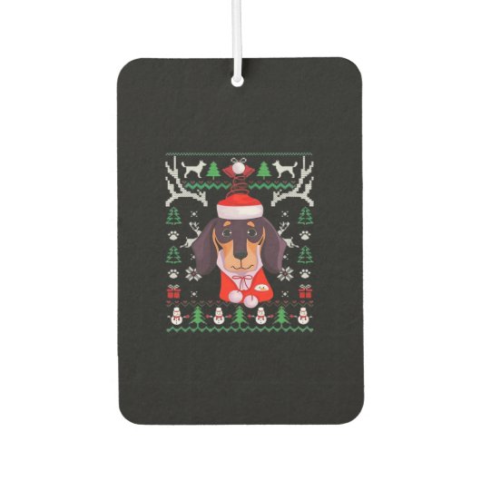 Dachshund Dog Ugly Christmas Classic T-Shirt Autolufterfrischer (Vorderseite)