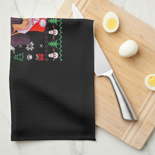 Dachshund Dog Ugly Christmas Classic T-Shirt Geschirrtuch (Viertel Falte)