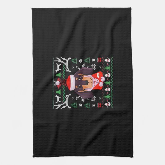 Dachshund Dog Ugly Christmas Classic T-Shirt Geschirrtuch (Vertikal)