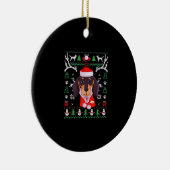 Dachshund Dog Ugly Christmas Classic T-Shirt Keramik Ornament (Rechts)